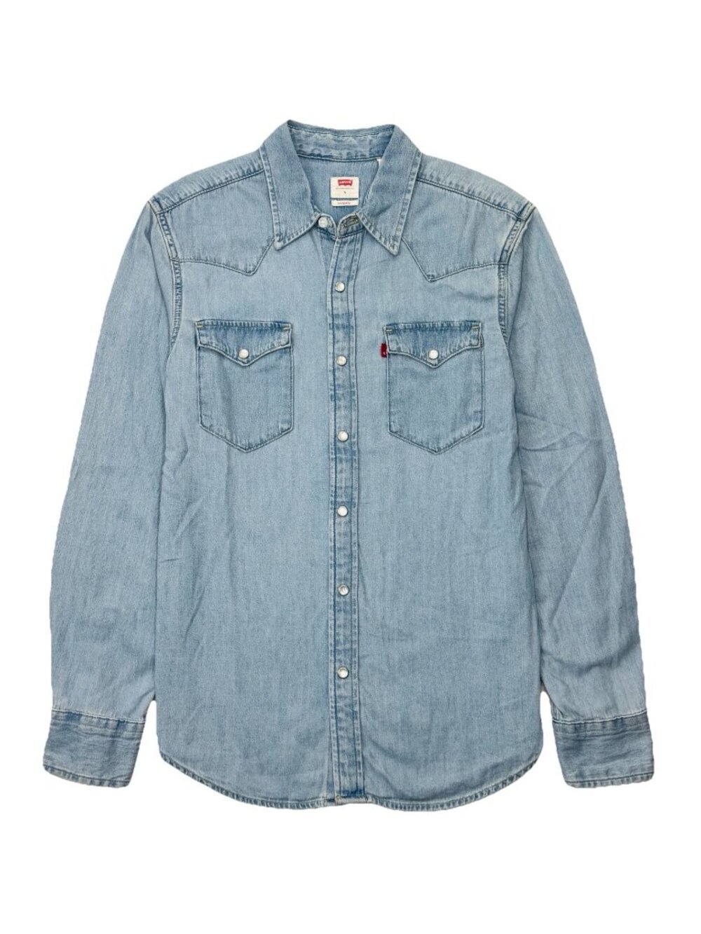 Levi’s Barstow Western Denim Shirt Men’s S Indigo Light Wash Chambray Cowboy